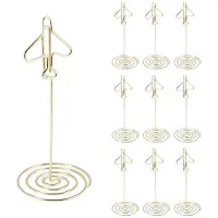 Semoic 10 PièCes SéRies MéMo Clip Support, NuméRo de Table Nom Porte-Carte Bureau MéTal Carte de Visite Photo ou Avion Cadre avec Base