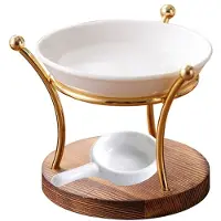 Tlily Lampe PoêLe BrûLeur à Huile Essentielle CéRamique Diffuseur Fer DéCoration Four Support Bureau Cire Fondre CheminéE
