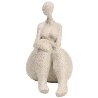 Semoic Statue Abstraite de Femme Potelée en Résine, Décoration D'Art pour Salon, Bureau, Armoire, Table, Entrée, S'Asseoir