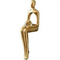 Semoic Statue de Penseur Figure Abstraite Sculpture Petits Ornements Statue en RéSine Maison Or Statue Abstraite DéCor de Bureau A