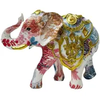 Semoic Sculpture Décorative D'Éléphant Ornement en Résine Statue D'Éléphant Décor Animaux Figurines de Collection Fait Main