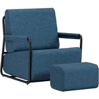 SoBuy Fauteuil velours avec repose-pieds FST99-B