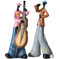 Semoic 2 Figurines de Musicien de Jazz Vintage, Décoration de Bureau, Statues en Résine, Sculpture Rétro, Décoration D'Intérieur pour la Maison