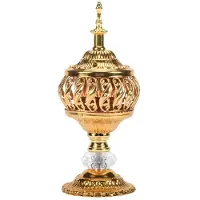 Semoic BrûLeur D'Encens Encens Bakhoor Charbon de Bois BrûLeur D'Encens en MéTal Arabe Encensoir DéCor de Bureau pour Bâtons D'Encens CôNes