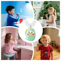Exogio Brosse à Dents Électrique en Forme de U pour Enfants, 3 Modes de Nettoyage Complet de la Bouche, avec Minuteur Intelligent et Rechargeable.
