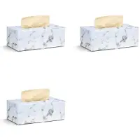 Torribaly 3X Rectangulaire Marbre PU en Cuir Facial Boîte de Mouchoirs Couverture Serviette Titulaire Papier Serviette Distributeur Conteneur pour Home Office