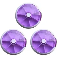 Semoic Boîte à Pilules, Distributeur de Pilules 7 Jours, Boîte à Pilules Ronde, Pilulier de Style Rotatif de Forme Circulaire de 7 Jours Violet