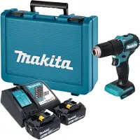 Makita Perceuse-visseuse à percussion sans fil DHP 483 RTE 18 V 40 Nm sans balais + 2 batteries 5,0 Ah + chargeur + mallette