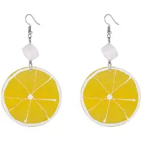 Typecat Boucles d'oreilles pendantes en résine d'été, citron frais, orange, pour femmes, bijoux en acrylique, fruits