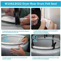 Semoic Joint en Feutre pour Tambour Arrière Sèche-Linge W10612022 Compatible avec Sèche-Linge pour , Amana, pour et pour