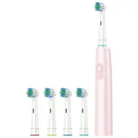 Semoic Brosse à Dents Électrique Avancée à 5 Vitesses avec Tête de Brosse à Poils Souples Rotative à 360, Rechargeable par USB, Rose