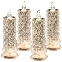 Semoic Bougies LED Sans Flamme Rose Shadow, 4 Pièces Bougies Romantiques à Piles Bougies Piliers à LED pour la Saint-Valentin