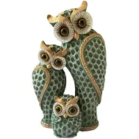 Typecat Chouette Statue Décorative Sculpture Étagère Décor Figurine Mignonne Famille de Trois Hiboux Figurines Résine Oiseau Sculptures Hibou Décor B