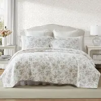 Laura Ashley Parure de lit queen size en coton lger avec taies assorties, dcoration d'intrieur d'inspiration florale vintage avec envers uni