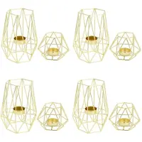 Melitt 8x Photophores GéOmétriques En Métal avec Bougies Chauffe-Plat pour Décorations de Salons et de Salles de Bains