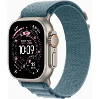 Apple Watch Ultra 3 GPS+Cellular 49mm Titane Naturel Boîtier MEWP4 Grand Bleu Clair Boucle Alpine