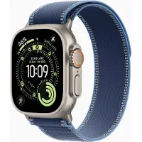Apple Watch Ultra 3 GPS+Cellular 49mm Titane Naturel Boîtier MEWU4 M/L Bleu/Bleu Vif Boucle Trail