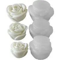 Torribaly 3 PièCes Fleur AromathéRapie Bougie Silicone Moule Rose à la Main AromathéRapie Savon Expansion Pierre Gypse Moule Faisant des Outils