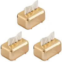 Typecat 3X Boîtes à Mouchoirs Dorées de Luxe, Porte-Serviettes de Rangement, Étui en Papier, Organisateur D'Ornement Artisanal de Bureau