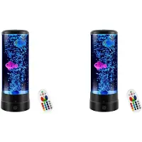 Typecat 2X Lampe D'Aquarium LED à Bulles, Cadeau D'Anniversaire pour Adultes, Enfants et Adolescents, 16 Couleurs Relaxantes, Télécommande, Faux Poissons