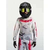 Alpinestars – Maillot Fluid Lone pour jeunes – Taille XL / Gris camouflage / Blanc / Rouge vif – 3770927-9346-XL
