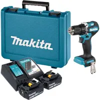 Makita Perceuse-visseuse sans fil DDF 487 RTE 18 V 40 Nm sans balais + 2 batteries 5,0 Ah + chargeur + mallette