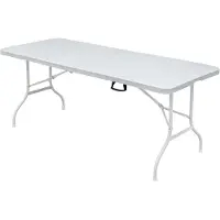 StarTech.com Table pliante en plastique - Table de camping portable - Rectangulaire - Robuste - Pour l'extérieur - Blanche