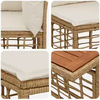 vidaXL Ensemble de 5 assises de jardin , en résine tressée imitation rotin, de couleur naturelle et crème