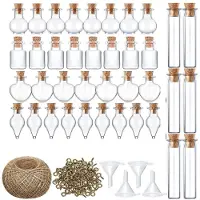 Typecat Transparent Souhaitant Bouteille Pendentif Bouteille en Verre Petite Bouteille de Souhait avec Corne Clou ChaîNe LièGe Bouteille DéCoration