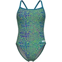 Arena Maillot de bain 'SNAKESKIN CHALLENGE BACK' bleu / vert gazon / violet