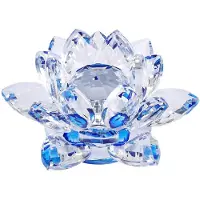 Tlily Ornements de Fleurs en Cristal Bleu DéCoration D'IntéRieur de Lotus en Cristal Ornements de Lotus en Verre de Cristal CréAtif (Petit)