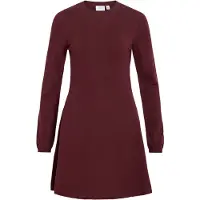 Vila Comfy A-line O-neck Knit Long Sleeve Short Dress Rouge L Femme