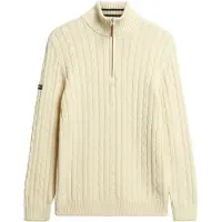 Superdry Homme Pull Preppy Cotton Cable Half Zip Coupe Ajustée Cream Taille: XL