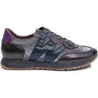 Wonders pour femme. A-4810 Baskets en Cuir Tot gris (38), Plat, Lacets, Casuel