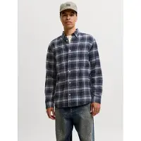Jack & Jones Chemise 'JJEField' bleu-gris / bleu foncé / blanc