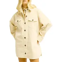 Billabong - Robe chemise en velourss côtelé - Winter Ocean Cord Dress White Cap en Coton - Taille M - Beige