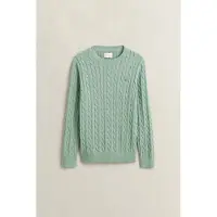 Gant Regular Fit Pull en maille Col rondvert, Unicolore