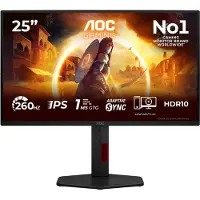 AOC Écran 25G4ZR 25 Pouces FHD 1920x1080 260Hz Fast IPS 1ms G-Sync Compatible HDR10 Noir