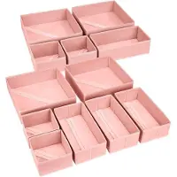 OEM Boîte de rangement pour magasin - 12 pièces, pliable, pour vêtements, chaussettes, soutiens-gorge, rose