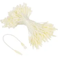 OEM Attaches de prix en plastique en forme de boucle avec étiquette en coton, fermeture à clic et marquage, beige, 8 cm, lot de 100