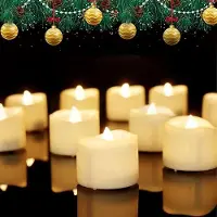 OEM Bougies LED - Bougies LED avec minuterie, lot de 12, flamme vacillante, plastique, blanc chaud