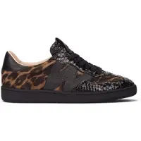 Wonders pour femme. AP-2010 Baskets en Cuir Lai noir (40), Plat, Lacets, Casuel, Imprimé animal