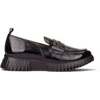 Wonders pour femme. A-4420 Mocassins en Cuir Mix noir (41), Plat, 1 à 3 cm, Aucun, Casuel, Classique, Vernis