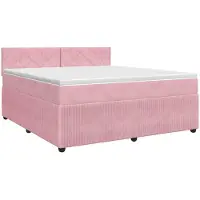 Syfax Lit boxspring avec matelas avec tête de lit rose 140 x 200 cm velours