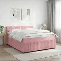 vidaXL Lit boxspring avec matelas avec tête de lit rose 160 x 200 cm velours
