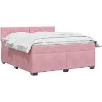 vidaXL Lit boxspring avec matelas avec tête de lit rose 160 x 200 cm velours