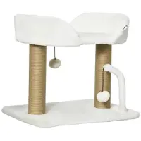 StarTech.com Arbre à gratter pour chats - Tour d'escalade design - 5 niveaux, 2 balles suspendues, 2 poteaux en sisal, plateforme en peluche douce, 48 x 38 x 42 cm - Vert armée