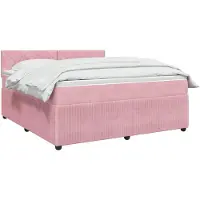 vidaXL Lit boxspring avec matelas avec tête de lit rose 160 x 200 cm velours