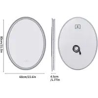 StarTech.com Miroir de salle de bain LED - Miroir mural ovale - Anti-buée - Éclairage frontal et rétroéclairage - 3 températures de couleur - Fonction mémoire - 60x80 cm