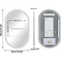 StarTech.com Miroir de salle de bain LED - Miroir de maquillage ovale anti-buée - Miroir mural éclairé et dimmable, 80 x 50 cm - Verre trempé sans cadre